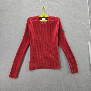 VINTAGE Abercrombie & Fitch Men Sweater M Red Cotton Wool Muscle Rib Knit